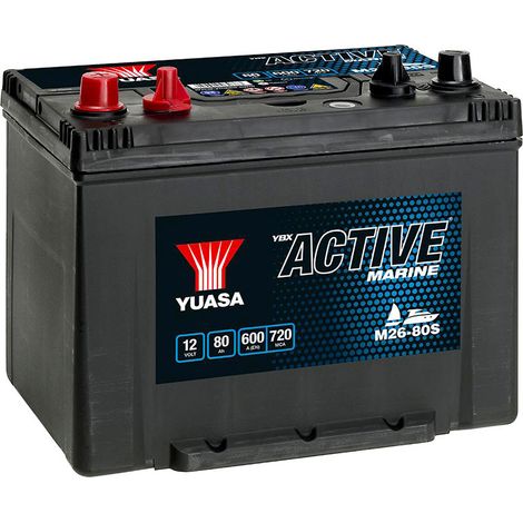 Yuasa – Batterie décharge lente 80Ah 12V – M2680 – Pour applications marines et énergie solaire – Technologie Plomb Calcium