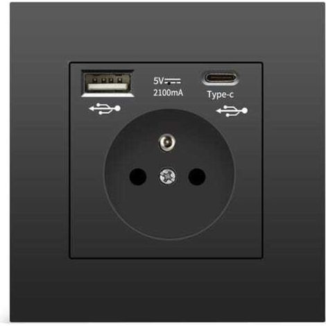 Prise murale avec USB et Type-C 5V 2100mA, multiprise pour smartphone et tablette (1/5)
