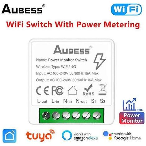 Interrupteur intelligent Tuya à 2 voies avec Wi-Fi, compatible avec Alexa et commande vocale à distance. (1/5)