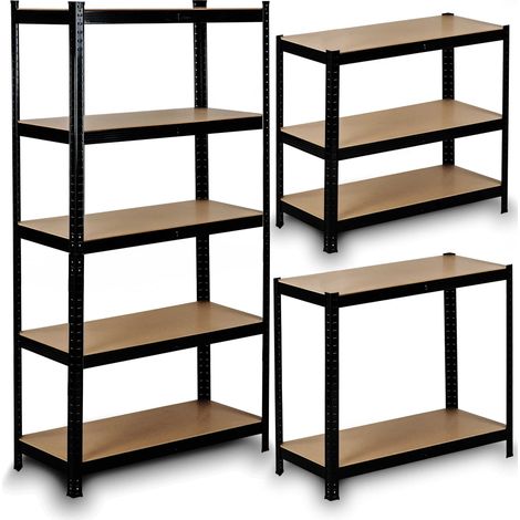 Scaffale portaoggetti in metallo Humberg HR-811 nero, dimensioni 150 x 75 x 30 cm. (1/5)