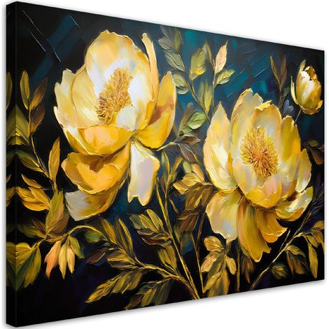 Tableau déco Pivoines jaunes Fleurs modernes 60x40 (1/5)