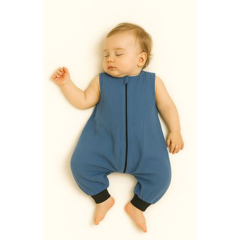 Saco de dormir de muselina para niños con piernas L 9-24 meses verano TOG 1.0 - azul sucio (1/5)