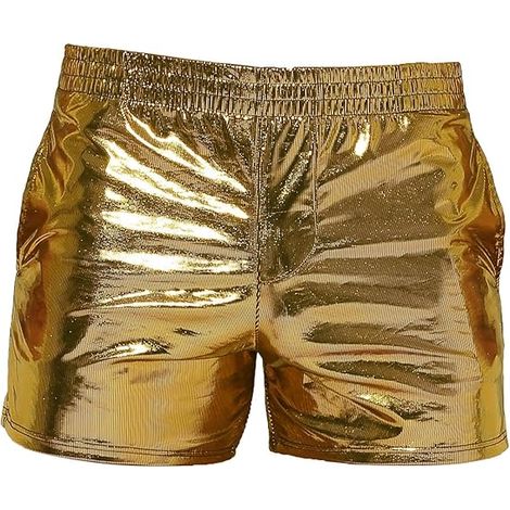Short métallique brillant pour homme, short pailleté style rave avec poches, short de bain (1/5)