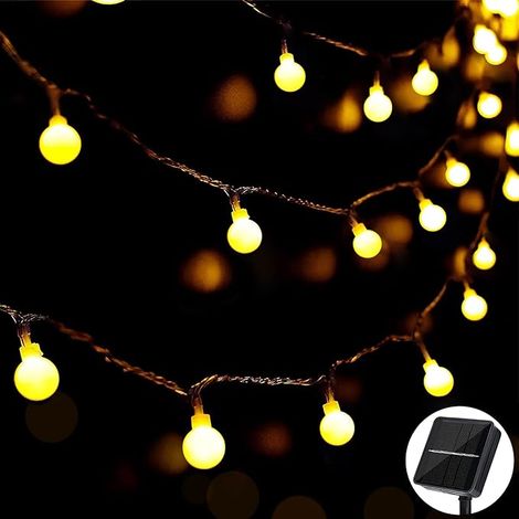 Kaelt - Guirlande Lumineuse Solaire d'Extérieur avec 60 LED, 11m, 8 Modes Lampes Solaires Imperméables, Lampes de Jardin pour Jardin, Fête, Noël, Décoration (Blanc Chaud) (1/5)