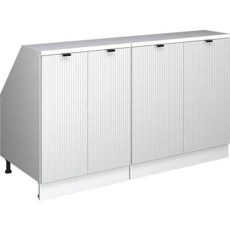 Meuble sous pente R-Line, Blanc cannelé, 140cm Lot de 2 caissons 60 cm de profondeur, Vicco