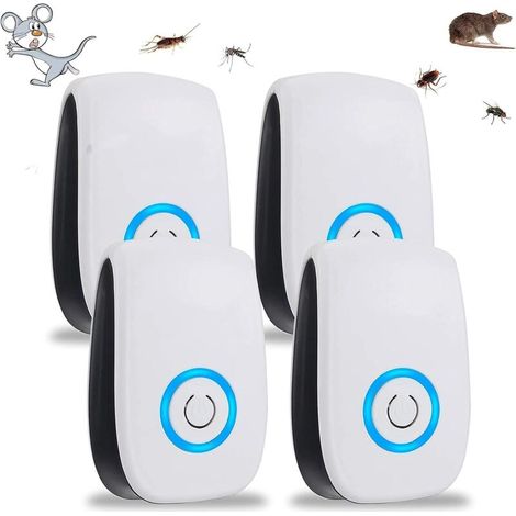 22-65 KHZ Répulsif Ultrason Anti Rongeur Insectes, Puissant 4 Pack Fréquence Changer Répulsif Antiparasitaire pour Occasions Polyvalentes Anti Rats, Souris, Fourmis, Cafards (1/5)