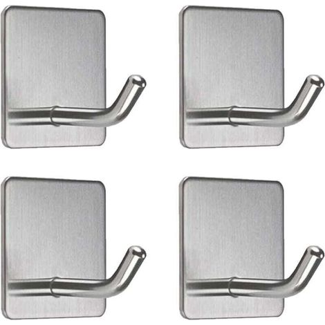 4PCS Crochet Adhésif Mural en Acier Inoxydable avec Base Carré , XU,Patère Porte Crochet Murale Serviette pour Salle de Bain Cuisine Porte - KZQ