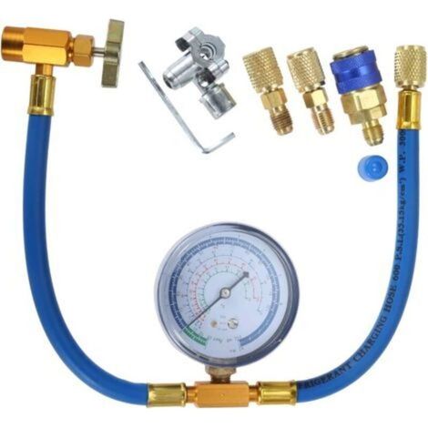 Tuyau de recharge R134A AC avec manomètre et kit de valve BPV31, tuyau SAE de 6.35 mm pour port R12 R22 (1/5)