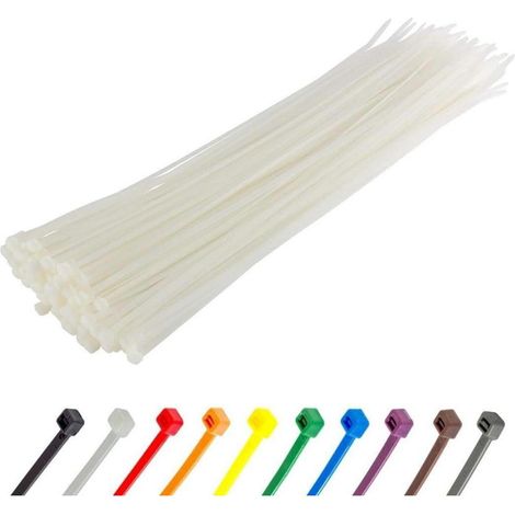 Kabelbinder 100 Stück Transparent UV 300 mm x 3,6 mm Weiß Naturfarben (1/5)