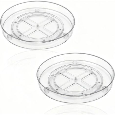 2 Pièces Rotation à 360° Porte Épices Rotatif Plateau Tournant Frigo Transparent Plateau à Epices Tournant 235 cm de Diamètre pour Ranger Cosmétiques Épices Petits Outils (1/5)