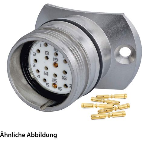 HUMMEL SET inkl. Kontakte M23 Signal Gerätesteckverbinder Radius 35mm, Crimp gerade Polzahl 12-pol., Buchse mit Vibrationsschutz D. 70mm Vorderwand - 1 Stück