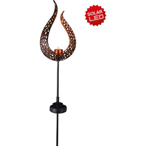 Näve Solar-Gartenleuchte LED mit Dämmerungssensor Flamme 90 cm bronze (1/2)