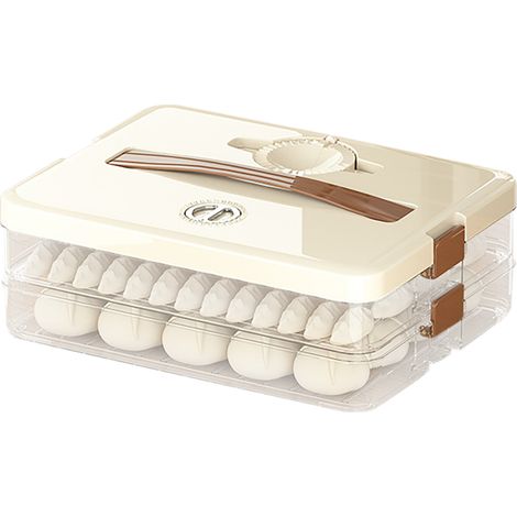 1 boîte de rangement pour raviolis, multicouche, transparente, hermétique, 2 étages, plastique PP, cuisine (1/5)