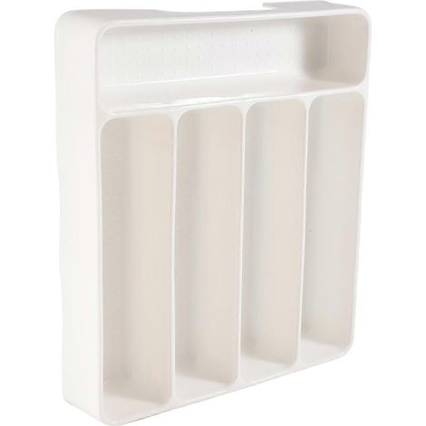 Boîte de rangement blanche pour tiroir, séparateur de cuillères et de couverts (1/5)