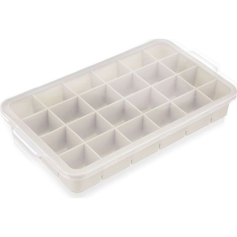 Stampo per cubetti di ghiaccio con coperchio in silicone, beige, 22,5x13x3 cm