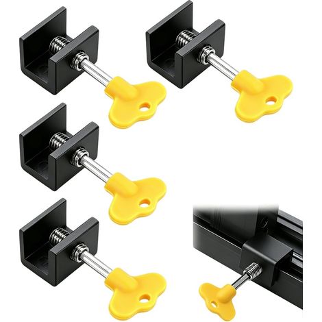4 Pièces Bloque-Verrou Noir Mat, Porte/Fenêtre Coulissante Sécurité (1/5)