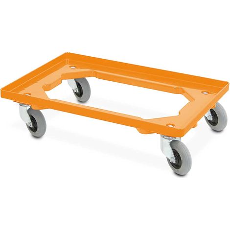 BRB Flüster-Roller für Behälter 600x400 mm, orange, offenes Deck, 250 kg Tragkraft