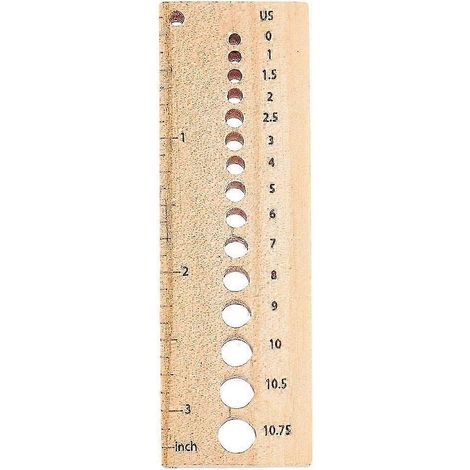 Règle en bois pour tricot et crochet, graduée en cm, 8,5 x 2,7 x 1,1 cm, gabarit géométrique avec 15 trous de mesure pour la taille des aiguilles. (1/5)