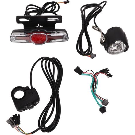 Ensemble d'Éclairage Avant Arrière pour Vélo Électrique - Phare et Feu Arrière LED Premium avec Commutateur Multifonction