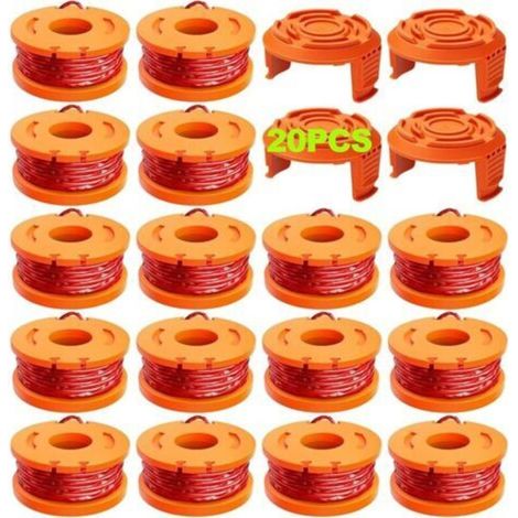 20 pcs edge trimmer line compatible with edge trimmer, Ø 1.65mm & 3m spool edge trimmer line, replacement trimmer spool line and protective cap (16 edge trimmer wire, 4 cover (1/5)
