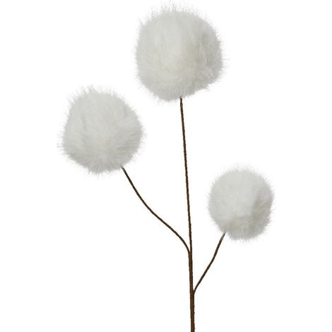 Ramo artificiale con pon-pon, fiore per decorazioni natalizie da 70 cm -Rosa (1/5)