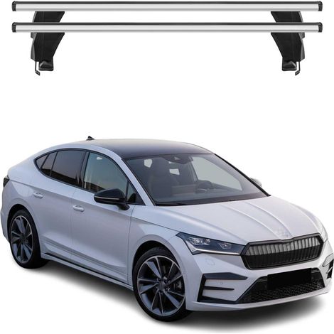 OMAC Barres de toit transversales en aluminium pour Skoda Enyaq Coupè 2022-2026 – Antivol – Rainure en T – Testées City Crash – Charge Max 50 kg Argent (1/4)