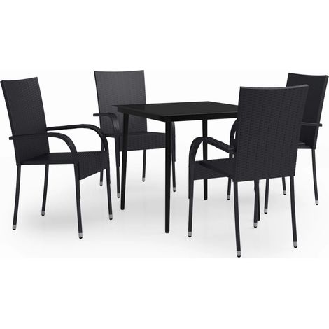 Set da pranzo da giardino mobili da esterno 5 pezzi nero 020013844