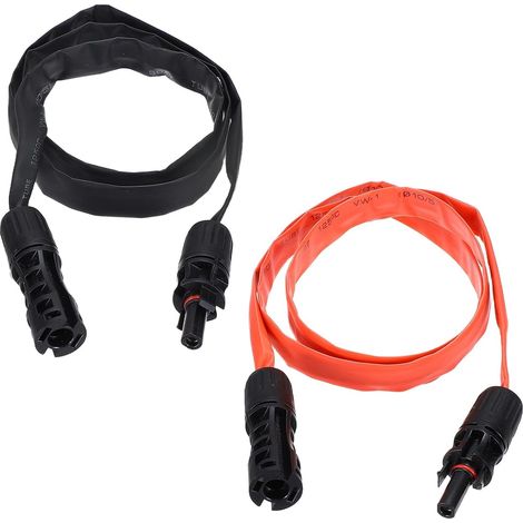 1 Paire Connecteur Plat Pour Panneau Solaire, Câble D'extension Pour Panneau Solaire 12AWG 1500V Mâle À Femelle, Fil D'extension Solaire Pour Système, Noir (1/5)