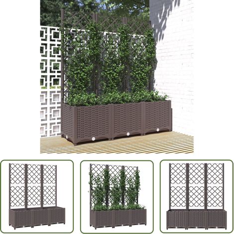 The Living Store Pflanzkübel mit Rankgitter Braun 120x40x136 cm PP - Blumenkübel - Rankgitter - Übertopf - Gartendekoration - Polypropylen (1/5)