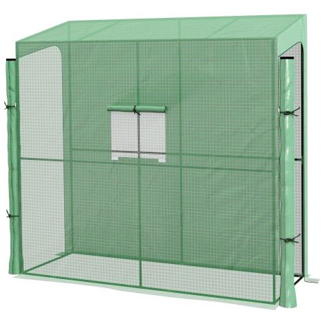 Serre à feuilles 2 portes, serre à tomates étanche au vent avec fenêtre latérale, protection UV pour jardin, PE vert (1/5)
