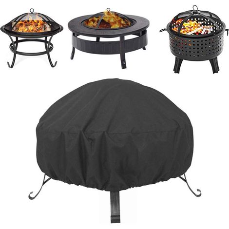 Housse de brasero ronde, 121,9 cm, pour table de terrasse, jardin, extérieur, protection toutes saisons – Noir (1/5)