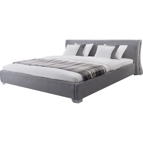Cama tapizada en piel dorada con somier 140 x 200 cm diseño moderno Paris (1/5)
