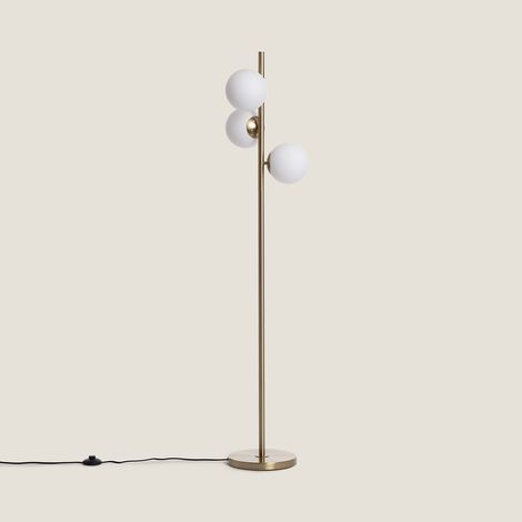 Lampada da Terra Metallo e Vetro Moonlight Brass Round 3 Lampade Oro