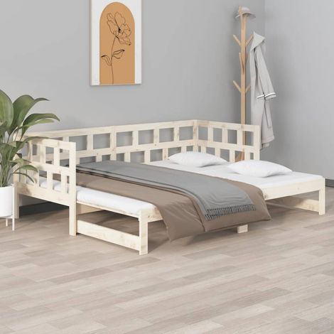 Tagesbett Ausziehbar Massivholz Kiefer 2x(80x200) cm (1/5)