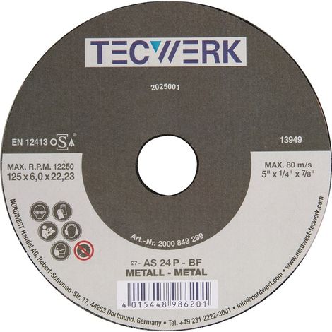 Schruppscheibe Action D125xS6mm gekr.Bohr.22,23mm TECWERK