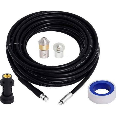 Kit de nettoyage de tuyau d'évacuation pour nettoyeur haute pression de 15 m (50 pi) compatible avec les nettoyeurs haute pression Karcher séries K2, K3, K4, K5, K6 et K7 (1/3)