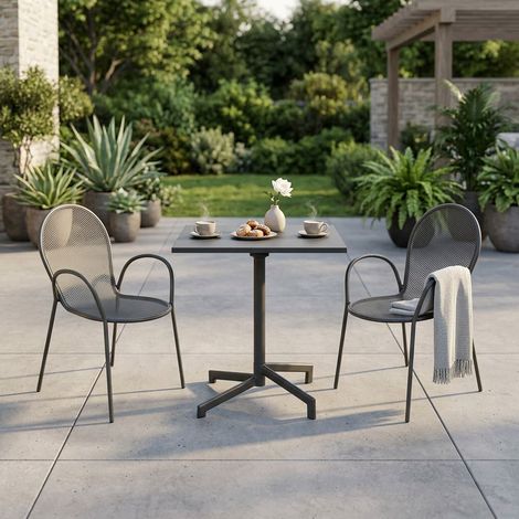 OPERA - set tavolo in alluminio cm 70 x 70 x 73 h con 2 poltrone Maris