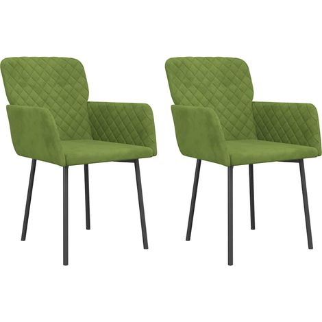 vidaXL Sillas de comedor 2 unidades terciopelo verde claro (1/2)