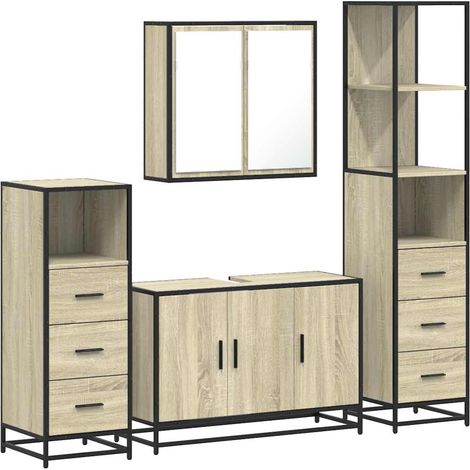 Maison Exclusive - Set Mobili da Bagno 4 pz Rovere Sonoma in Legno Multistrato