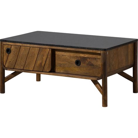 Couchtisch Mango 100x60x45 braun geölt / dunkler Granit LOS ANGELES 105