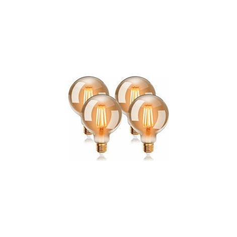Ampoules LED 6W Edison Vintage G80, Blanc Chaud 2200K E27, Equivalent à Ampoule Incandescente 48W, Ampoule Rétro à Filament, Rétro Antique Lampe décorative, Non-Dimmable, Lot de 4 (1/5)