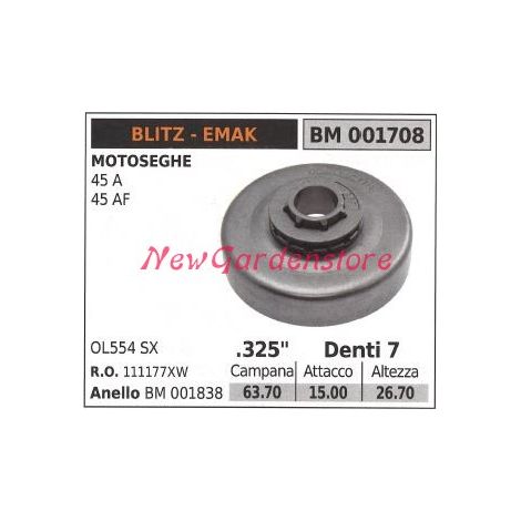 EMAK Kettensägenmotor Ritzel 45A 45AF .325' Zähne 7 001708