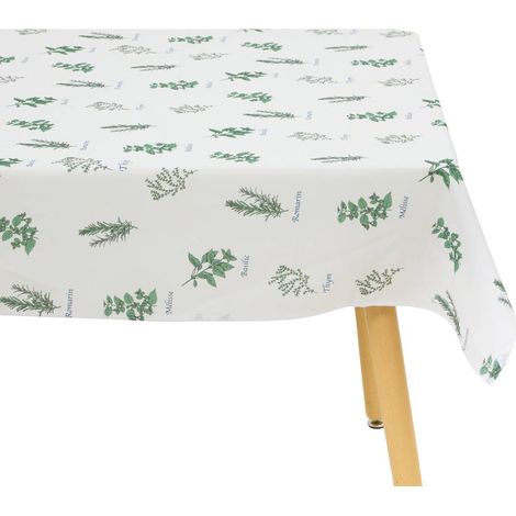 Tovaglia garrigue 240x140cm verde chiaro stampa aromatica - Atmosphera créateur d'intérieur
