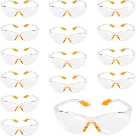 15 piezas de gafas de protección para trabajo y bricolaje, gafas de seguridad antiarañazos, gafas de ciclismo de plástico para laboratorio, pintura y jardinería (1/5)