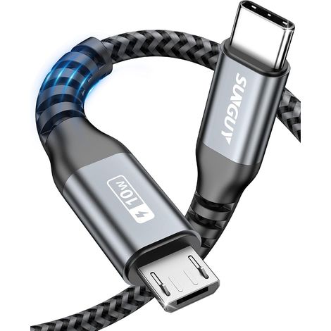Câble USB C vers micro USB de 1 m, OTG USB de type C vers micro nylon tressé compatible avec Galaxy S7 S6, PS4, MacBook Pro/Air, Pixel, LG et appareils Micro USB (1/5)