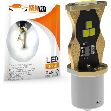 1 x AMPOULE P21W LED Canbus 570Lms XENLED - BLANC PUR - 1156 BA15S - 9/24Vdc Sans erreur OBC (1/2)