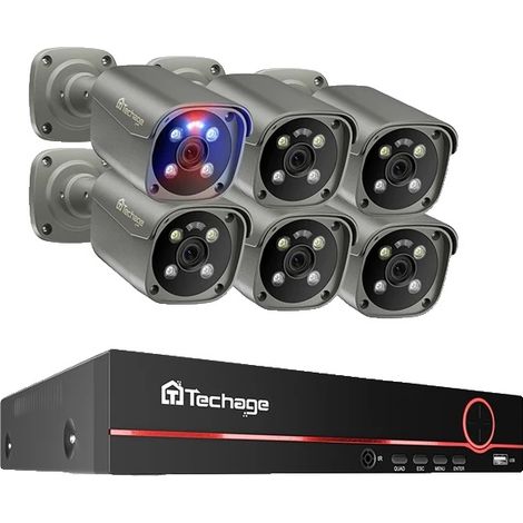 Système de Caméra de Sécurité, 8 Canaux, Détection de Mouvement par IA, Aucun, 8CH 6Pcs 8MP Caméra (1/2)