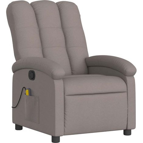 Fauteuil de relaxation TV fonction massage inclinable 6 points de massage en tissu taupe DEC027110