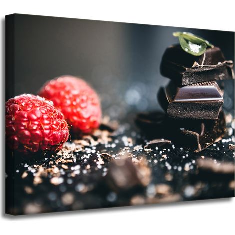 Leinwanddruck „Küche Himbeeren mit Schokolade“ 40x30