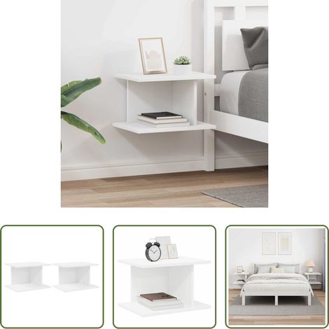 vidaXL Nachttisch Wohnzimmer -  Nachttisch 2 pcs Weiß 40 x 30 x 25 cm Holzwerkstoff (1/5)